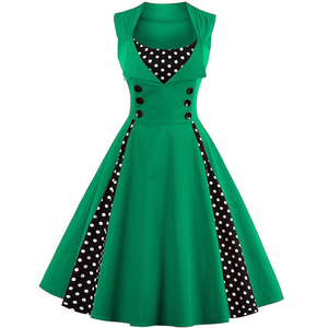 Robe mi-longue rétro vintage pour femmes Rockabilly Dot Swing <span class=keywords><strong>Pin</strong></span> <span class=keywords><strong>up</strong></span> Summer Party Dresses Elegant Tunic Casual - Product Image 6