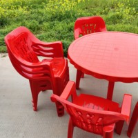 Table de jardin ronde en plastique en gros, table carrée en plastique d'extérieur, table en plastique pour restaurant de restauration rapide, ensemble de chaises