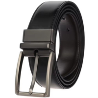 Ceinture en cuir de vachette à deux couches pour homme, largeur 3,4 cm, avec boucle ardillon perforée, boucle ardillon métallique classique, ceinture décontractée pour jeans et tenues professionnelles