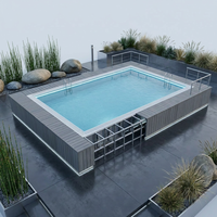 Piscine de luxe sur mesure en structure acier, piscine modulaire préfabriquée en conteneur, piscine de plongeon préfabriquée pour hôtel et jardin