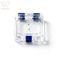 Boîte de présentation flottante transparente en PU 75x75x25mm pour bagues et montres, anti-poussière, avec couvercle à pression