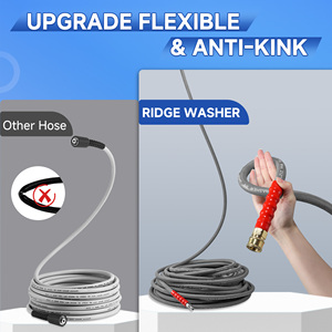 สายฉีดน้ำแรงดันสูงไฟฟ้า 3/8 นิ้ว 1 ชั้น ลวดสีเทา ยาว <span class=keywords><strong>100</strong></span> ฟุต รองรับแรงดัน 4000 PSI สำหรับน้ำร้อน/น้ำเย็น - Product Image 3