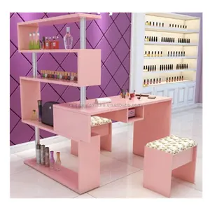 Classic nail bar table kiosk portable nails table salon manicure service desk with chair beauty salon furniture supplier