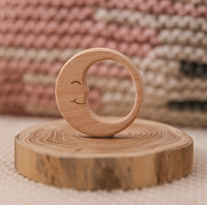 Personnalisé En Bois de Hêtre Naturel Anneau de Dentition Lune Smiley Bébé Molaire Jouet De Dentition - Product Image 3