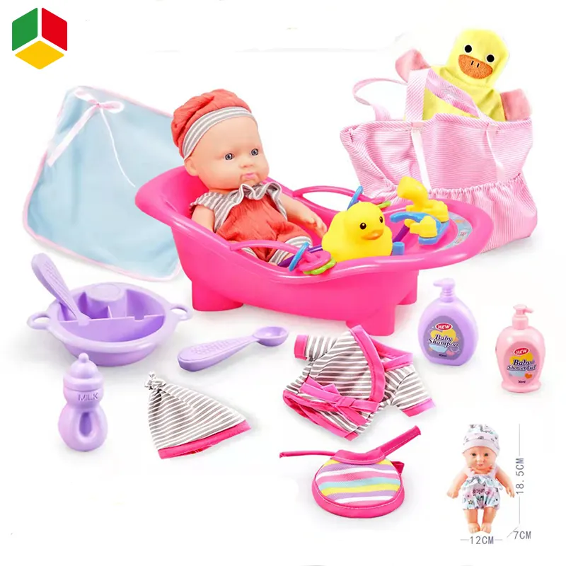 QS – Mini baignoire d'expression en Silicone, bain pour bébé Reborn, à la mode, 8 pouces, poupée en vinyle, ensemble de jeu, jouets