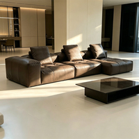 Ensemble de canapés en cuir de style minimaliste et moderne pour les réunions de famille, meubles de salon, canapé modulaire en cuir de luxe