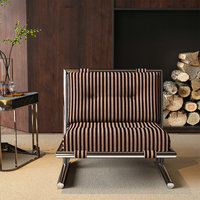 Salon moderne et élégant, chaise ergonomique à rayures blanches et noires, fauteuil de salon en métal pour hôtel, mariage, petit espace
