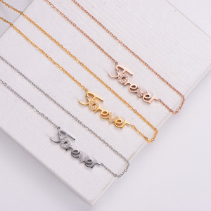 Collar de Joyería Italiana de Acero Inoxidable con Letras y Mensajes Chapados en Oro para Mujer, Colgante con <span class=keywords><strong>la</strong></span> Inscripción 'Forever' - Product Image 5
