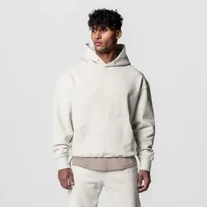 Hombres streetwear pre-encogido 100% algodón de gran tamaño de alta calidad peso pesado en blanco recortada Sudadera con capucha fabricantes