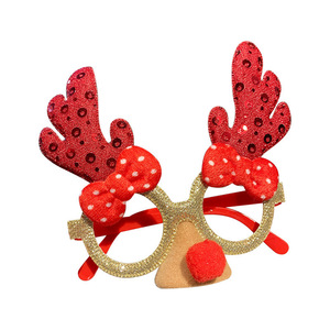 Montures de lunettes de Noël rouge vif en plastique et tissu non tissé, décorations de fête pour les festivals - Product Image 3