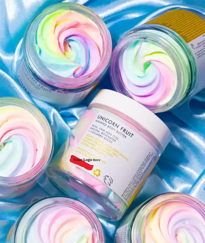 Private Label Un Icorn Fruit Shea Butter Rainbow Truly Unicorn Whipped Body Butter