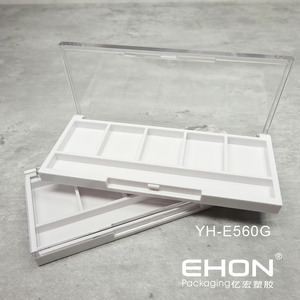 5 Color Slim Rectangle <b>Slime</b> Eyeshadow Palette Container White ABS Plastic Cosmetic Blush Cases Clear Lid for Makeup - Product Image 3