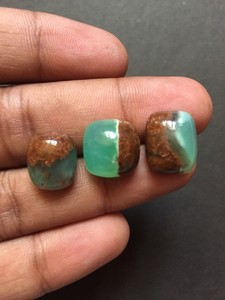 3 pièces de chrysoprase australienne naturelle bio, quartz facetté, cabochons, pierres précieuses à changement de couleur - Product Image 2