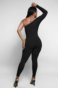 Combinaisons pour femmes personnalisées Slim Fit à une épaule Combinaisons <span class=keywords><strong>Pantalon</strong></span> slim Combinaisons côtelées une pièce extensibles pour femmes - Product Image 6