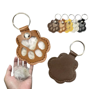 Leather Eco-friendly Solid Dog Paw <strong>Pet</strong> Keepsake Hair Memorial Keychain Pendant Anti-Lost <strong>Ornament</strong> Modern Simple - Product Image 1