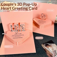 Carte de vœux enregistrable 3D stéréo pour la Saint-Valentin, en forme de cœur rose, en papier, pour affaires et exportation