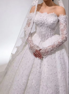 S0306Y Nouvelle Robe de Mariée Femme 2026 Grande Taille Respirante à Épaules Dénudées en <span class=keywords><strong>Dentelle</strong></span>, Ornée de Perles et de Strass - Product Image 2