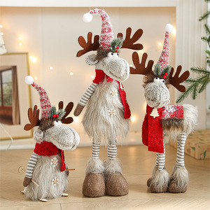 Wholesale <b>Handmade</b> Cartoon Plush Reindeer Figurines Eco-Friendly Stretchable Christmas Ornaments Gifts <b>Doll</b> for Table Window - Product Image 2