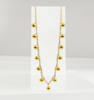 Ensemble collier et bracelet en acier inoxydable doré avec chaîne à billes satellite et boule flottante, bijoux pour femmes, vente en gros, personnalisation OEM