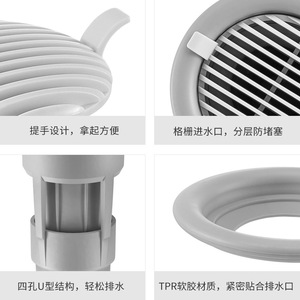 HeDou Bathroom Drain Cover 84 Mm Anti-Odor Filter For Floor Sink With Anti-Corrosion Design - Product Image 2