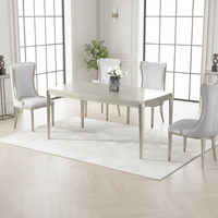 Ensemble de table à manger en bois massif de hêtre et multicouche, style luxe léger américain, 6 places, pour la maison, l'hôtel et la cuisine, durable et écologique