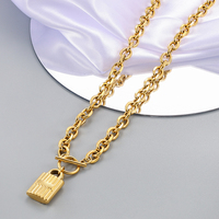 Collar con Colgante de Cadena con Cierre de Corazón, Acero Inoxidable, Joyería para Mujer, Moda Unisex, uno De 50, Precio al por Mayor