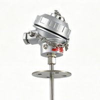 Industrial RTD PT100 Probe PF1/4 Anti-Loose Thread KSC+3P Ceramic Core 0-400℃ a Grade 60mm Flange IP66 Waterproof OEM Custom