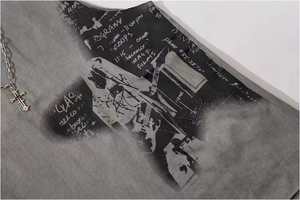 Venta al por mayor de algodón personalizado camiseta Rock Hip Hop camiseta sin mangas con escote estampado serigrafiado gráfico camisetas de los hombres - Product Image 6