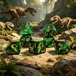 Juego de Dados Poliédricos de Acrílico Multicolor D4-D20 para Juegos de Rol Dungeons & Dragons, Diseño de Dinosaurios, Venta al Por Mayor - Product Image 6