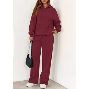 Conjuntos de 2 Piezas para Mujer, Otoño, Sudadera Holgada y Pantalones Deportivos de Pierna Ancha, Tops Cortos para Estar en Casa, Conjuntos Combinados - Product Image 4