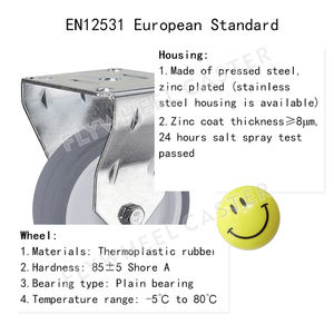 Roda de Borracha Termoplástica TPE de 2 Polegadas, 2.5 Polegadas, 3 Polegadas e 4 Polegadas, Roda Rígida TPR de Baixa Capacidade - Product Image 2