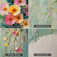 Peinture à l'huile florale 100% peinte à la main 30x50cm, texture 3D impasto, toile de coton et de lin, art mural personnalisé pour la décoration de la maison