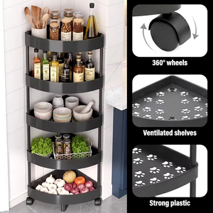 Estante de Almacenamiento Multinivel de Plástico para Baño y Cocina, Estante Triangular de Esquina de Piso a Techo para Inodoro, Resistente y Elegante - Product Image 2