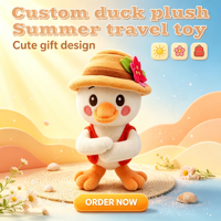 Boneka Bebek Plush Custom Lucu Bebek Putih dengan Topi Ransel Hewan Boneka Isi Dakron Lembut Ramah Lingkungan Hadiah Valentine OEM ODM MOQ Rendah