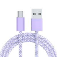 Cable de Carga Rápida de Cobre Puro con Trenzado de Nailon de 3FT 6FT 10FT, PD 60w, USB a Tipo-C, Cable de Datos Colorido para Teléfonos Inteligentes