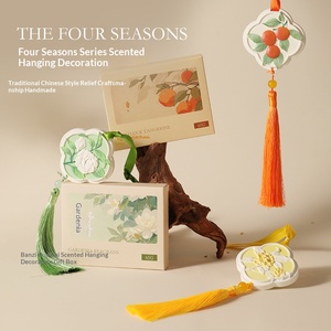 Diffuseur de parfum en plâtre style chinois quatre saisons, orange porte-bonheur, coffret cadeau d'aromathérapie, pendentif parfumé pour voiture et intérieur, cadeau souvenir - Product Image 2