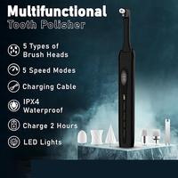 Polisseuse dentaire rechargeable avec lumière LED 3 pâtes à polir 5 têtes de brosse 5 modes de vitesse et chargement USB pour le nettoyage quotidien