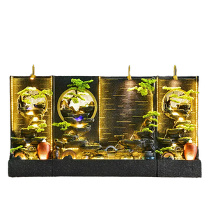 Retro Rockery Square Double-Sided Eco-Friendly Resin Landscape Fountain LED <b>Lights</b> Mist Indoor/<b>Outdoor</b> Easter Pine <b>Tree</b> - Product Image 1