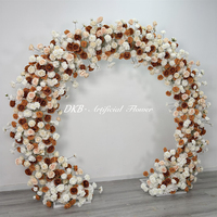 Arche de fleurs artificielles en soie rose champagne blanc personnalisée DKB pour mariage, décoration haut de gamme pour événements, arche ronde de 8*9 pieds