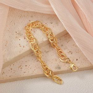 Pulsera de cobre de fábrica, moderna, texturizada, ovalada, antideslustre, chapada, unisex. - Product Image 1