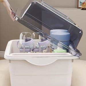 Baby Bottle <b>Storage</b> <b>Box</b> Large Square Type Transparent Dustproof Drainer PP <b>Material</b> 0-12 Months - Product Image 4