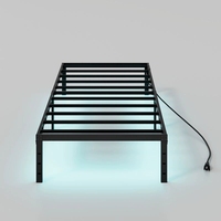 Cadre de lit convertible moderne en fer, réglable et pliable, taille King/Queen, avec lampe, pour chambre à coucher et appartement