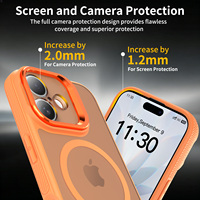 Coque de téléphone portable premium avec support d'appareil photo pour iPhone 16 17, antichoc magnétique, finition givrée effet peau, accessoires de protection arrière, vente en gros