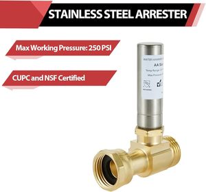 (Paquete de 2) Amortiguador de Presión de Agua de Acero Inoxidable S-241 para Lavadora, Acoplamiento Giratorio de 3/4 Pulgadas FHT X MHT 250 Psi S-241, HAMME - Product Image 4