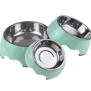 Custom color stainless steel anti-skid rubber ring melamine dog bowl Used to bulldog puppies medium-sized dog pet food