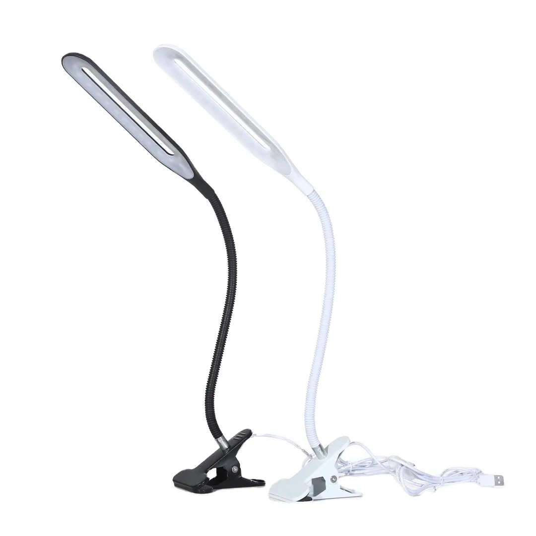 Lampe de bureau LED pliante en métal 5w Clip on Light Clamp Long Arm Dimming Lampe de table Living Room Reading And Computers