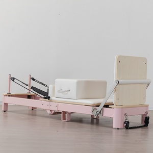 LUMINE Reformer de Pilates Commercial en Aluminium Rose Durable, Pliable, Portable et Réglable pour <span class=keywords><strong>Studio</strong></span> et Usage Domestique, avec Fonctionnalités de Bien-être Corporel - Product Image 2
