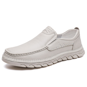 Zapatos Casuales de Hombre, Cómodos, de Primera Capa de Piel Vacuna, Transpirables, Cosidos a Mano, Estilo Slip-On - Product Image 4