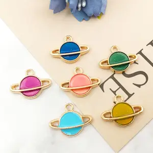 Diy aksesoris perhiasan Drip minyak paduan gelang liontin bulan bintang dunia anting-anting