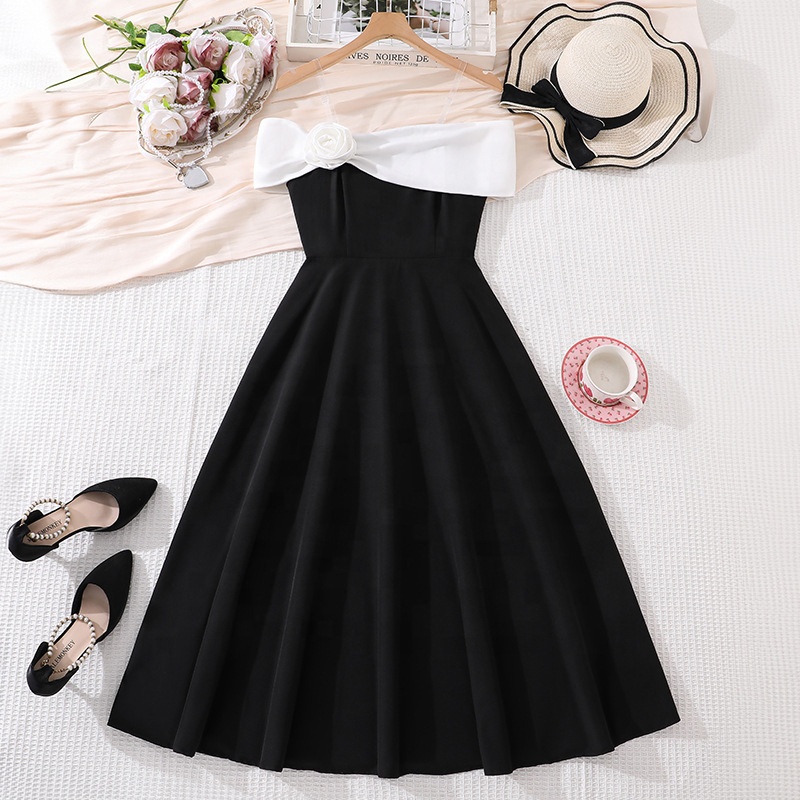 green emerald velvet dress Luxury Black-White Girl Bridesmaides Dresses J189 Black-White / child-6